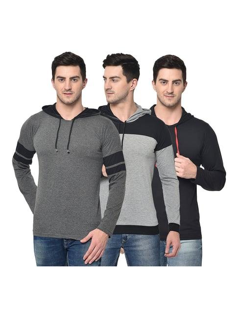 vimal jonney multicolor hooded t-shirt - pack of 3