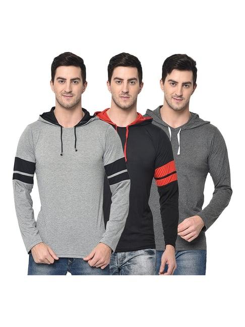 vimal jonney multicolor hooded t-shirt - pack of 3