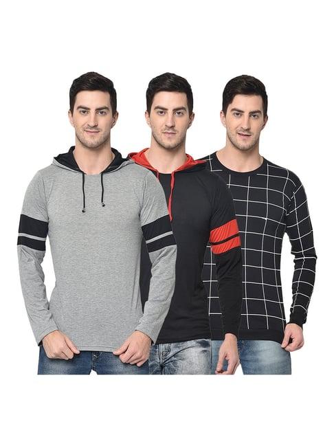 vimal jonney multicolor hooded t-shirt - pack of 3