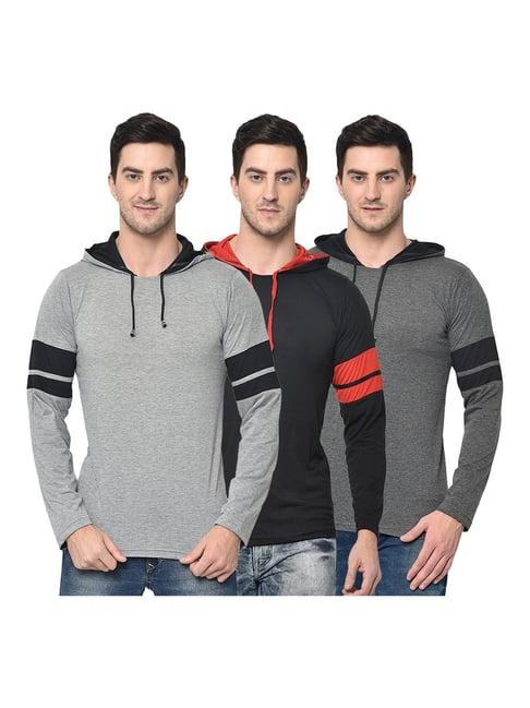 vimal jonney multicolor hooded t-shirt - pack of 3