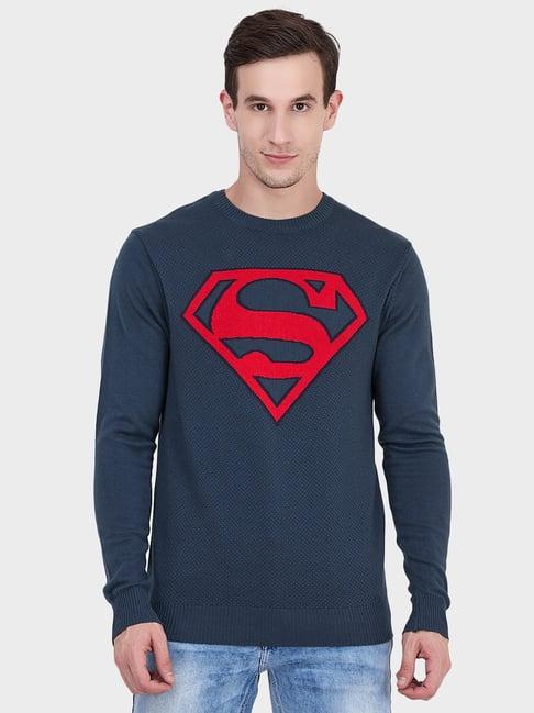 free authority superman printed regular fit sweater