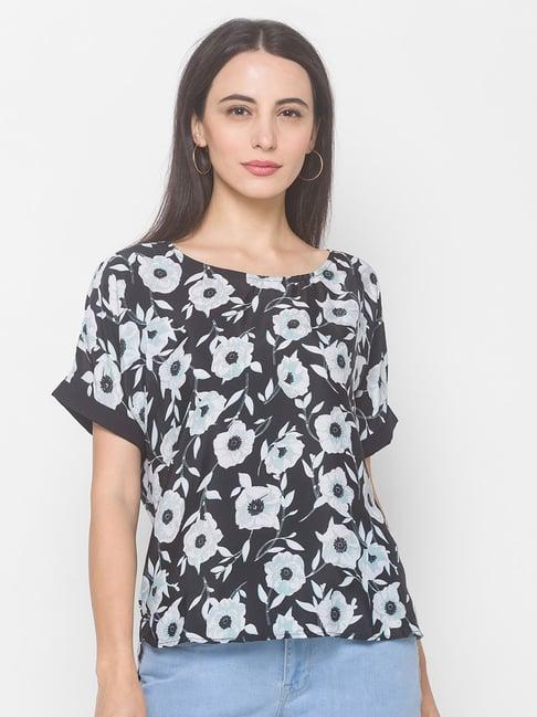 globus black floral print top