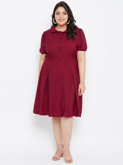 uptownie lite women's crepe solid plus size peterpan collar dress