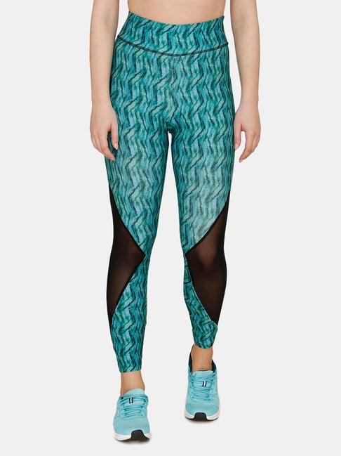 zelocity by zivame green printed tights