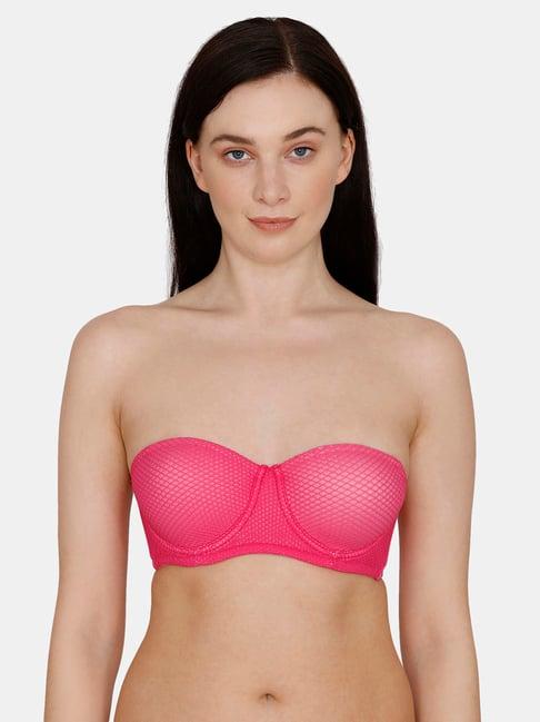 zivame pink under wired padded balconette bra