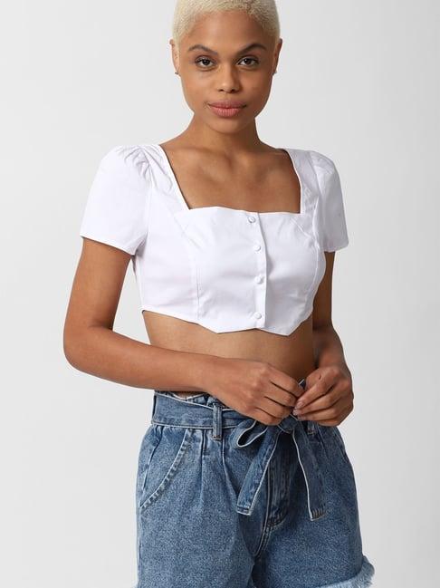 forever 21 white regular fit crop top