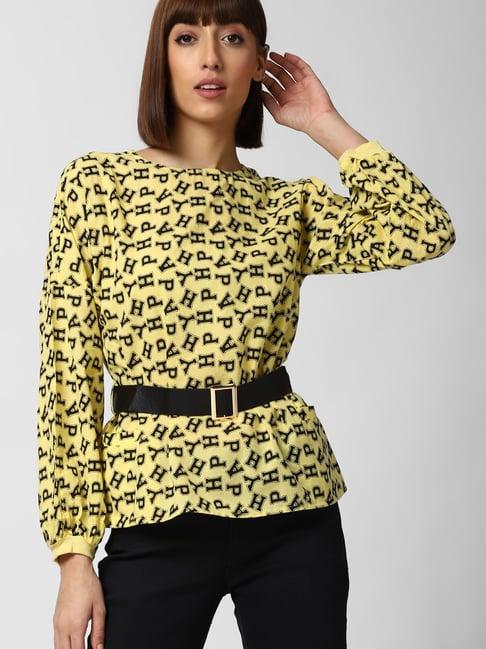 forever 21 yellow graphic print top