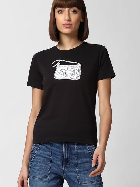 forever 21 black printed t-shirt