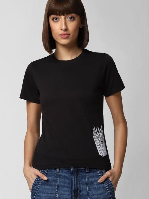 forever 21 black printed t-shirt