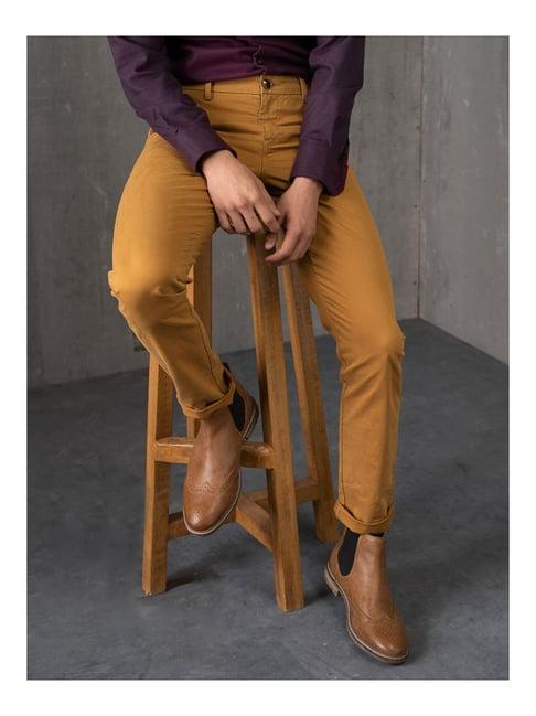 andamen mustard regular fit chinos