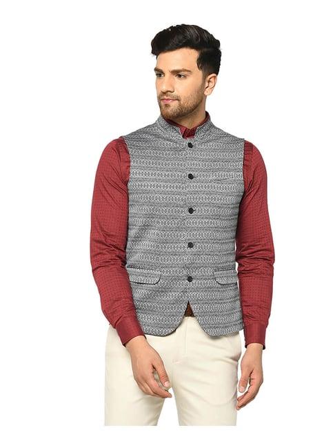 blackberrys black printed waistcoat