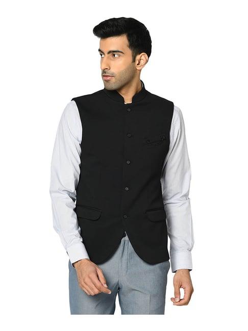 blackberrys black textured waistcoat