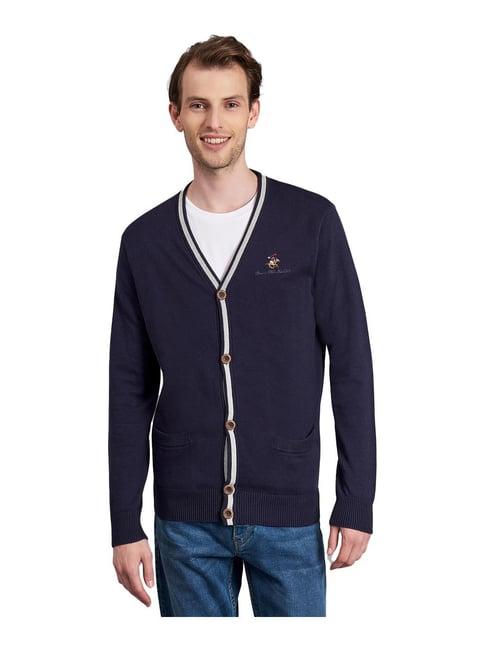 beverly hills polo club navy regular fit cardigan