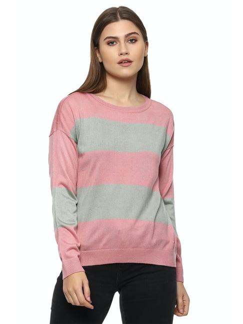 van heusen pink & grey striped sweater