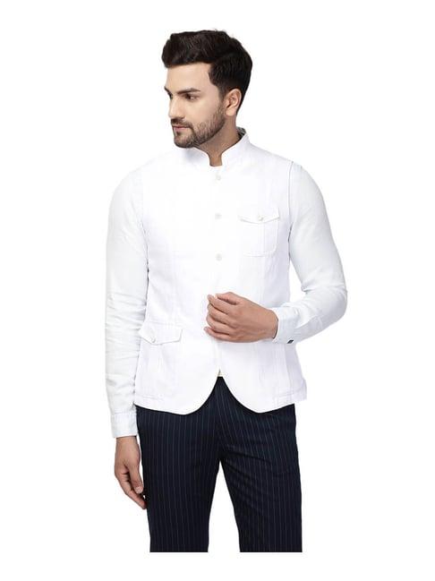 blackberrys white slim fit waistcoat