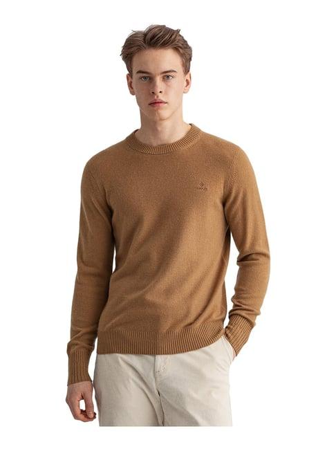 gant khaki round neck sweater