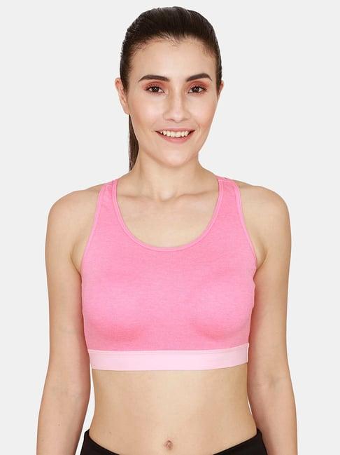 zivame pink non wired padded sports bra