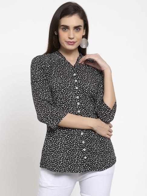 ayaany black printed cotton top