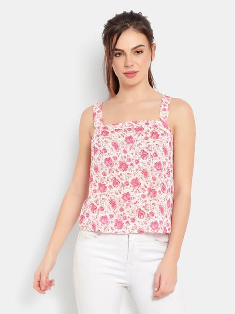 ayaany pink floral print cotton top