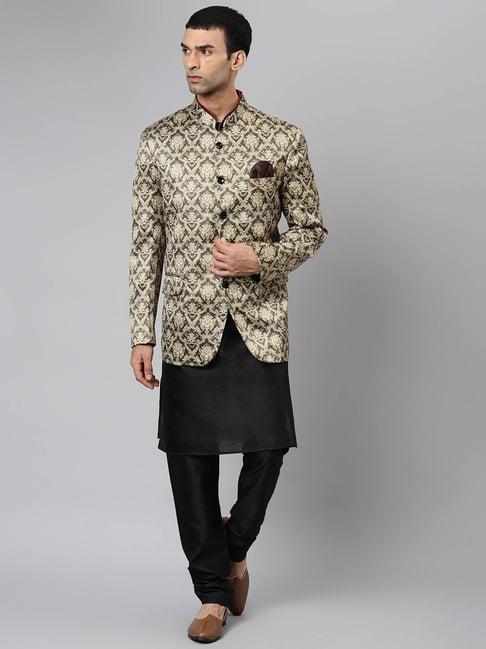 hangup black regular fit printed kurta set