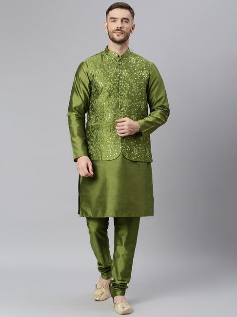 hangup green full sleeves regular fit kurta set