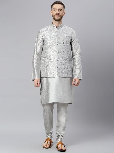 hangup grey regular fit full sleeves kurta set