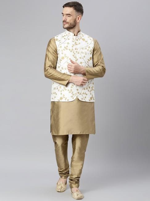 hangup khaki full sleeves embroidered kurta set