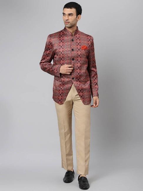 hangup brown full sleeves regular fit suit