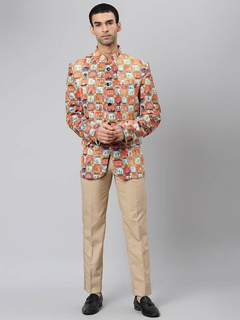 hangup orange full sleeves regular fit suit