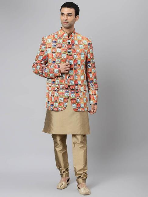 hangup khaki full sleeves printed kurta set