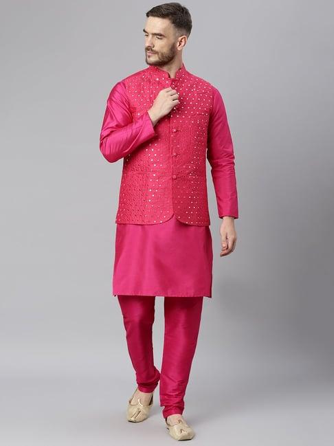 hangup pink regular fit full sleeves kurta set