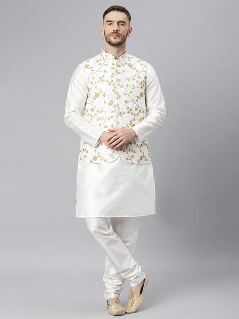 hangup white embroidered regular fit kurta set