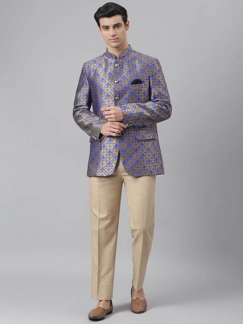 hangup blue regular fit full sleeves suit