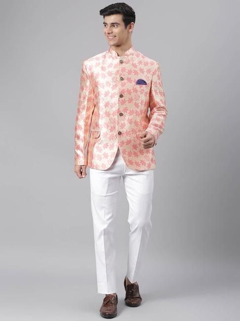 hangup pink regular fit full sleeves suit