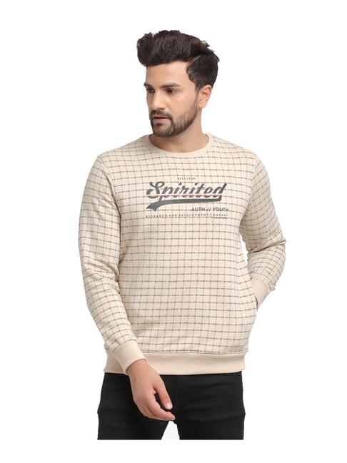 venitian- forbidden clothing beige printed sweatshirt