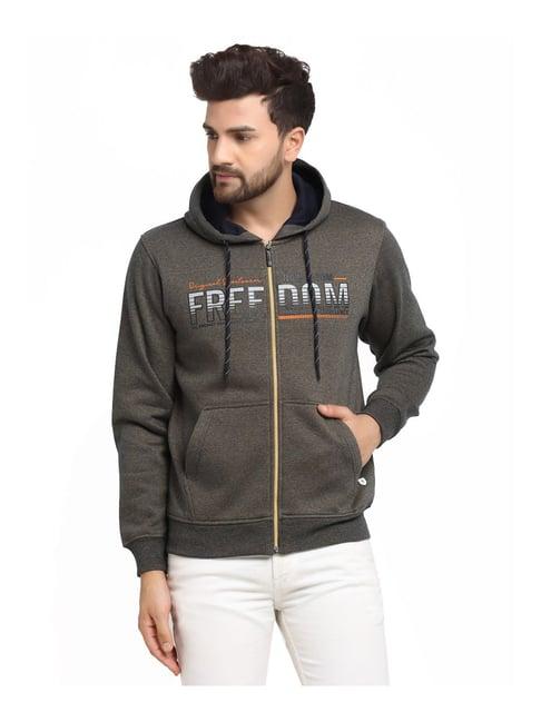 venitian- forbidden clothing brown printed hooded sweatshirt