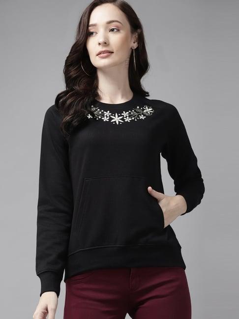 cayman black cotton embroidered sweatshirt