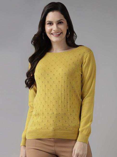 cayman yellow embroidered sweater