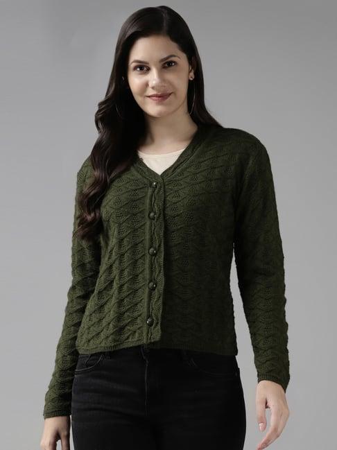 cayman olive green embroidered cardigan