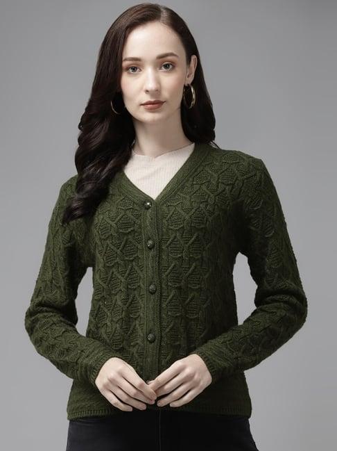 cayman olive green embroidered cardigan