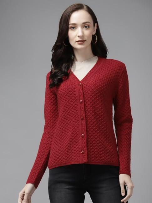 cayman red embroidered cardigan