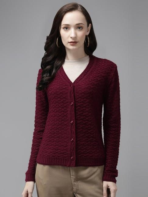 cayman maroon embroidered cardigan