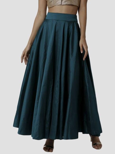 de moza green regular fit skirts