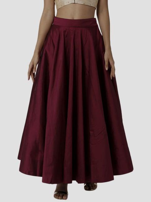 de moza maroon regular fit skirts