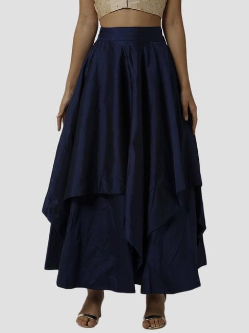 de moza navy regular fit skirts