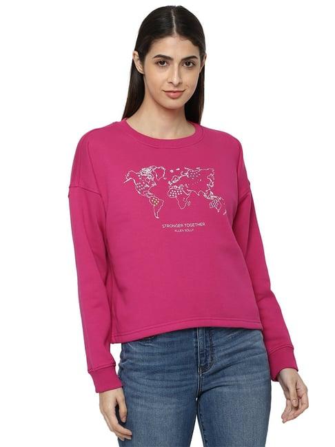 allen solly pink printed sweatshirt