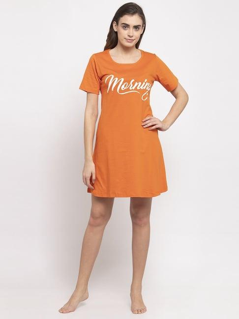 secret wish orange graphic print nightdress