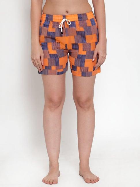 secret wish orange & blue checks shorts