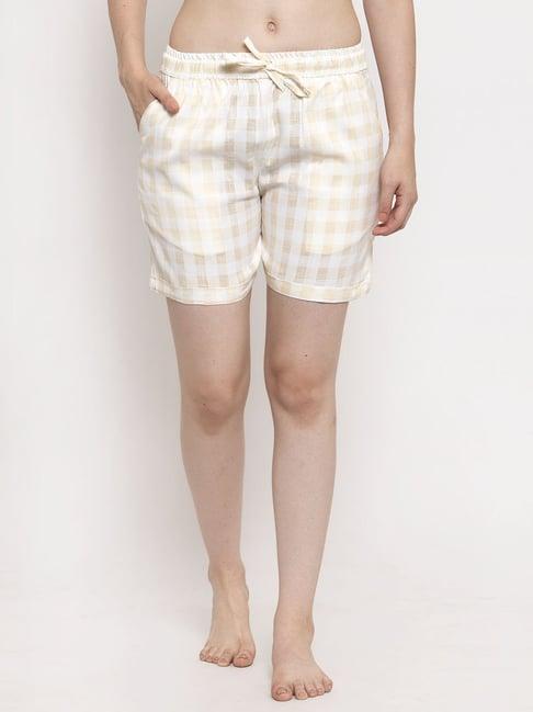 secret wish white & beige checks shorts