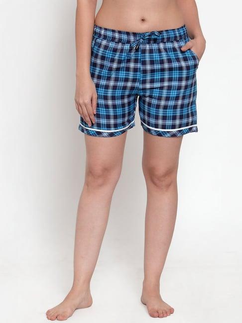 secret wish blue & black checks shorts